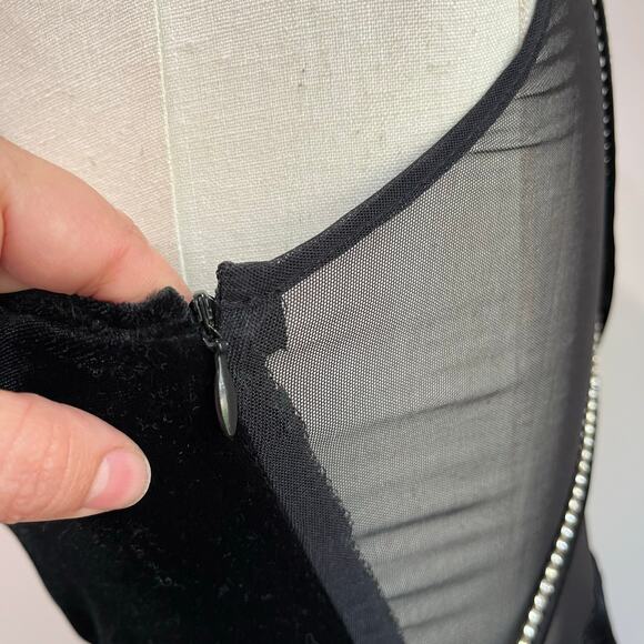 CDC Vintage Black Velvet Maxi Dress Size Small Y2K Whimsigoth Evening Gown - Picture 7 of 8